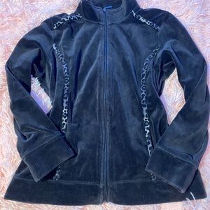 Karen Scott Black Jacket with Animal Print Accents